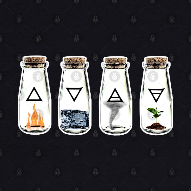 The 4 Symbols of the Elements: Earth, Wind, Water, and Fire - Nature in a Bottle by Occult Designs